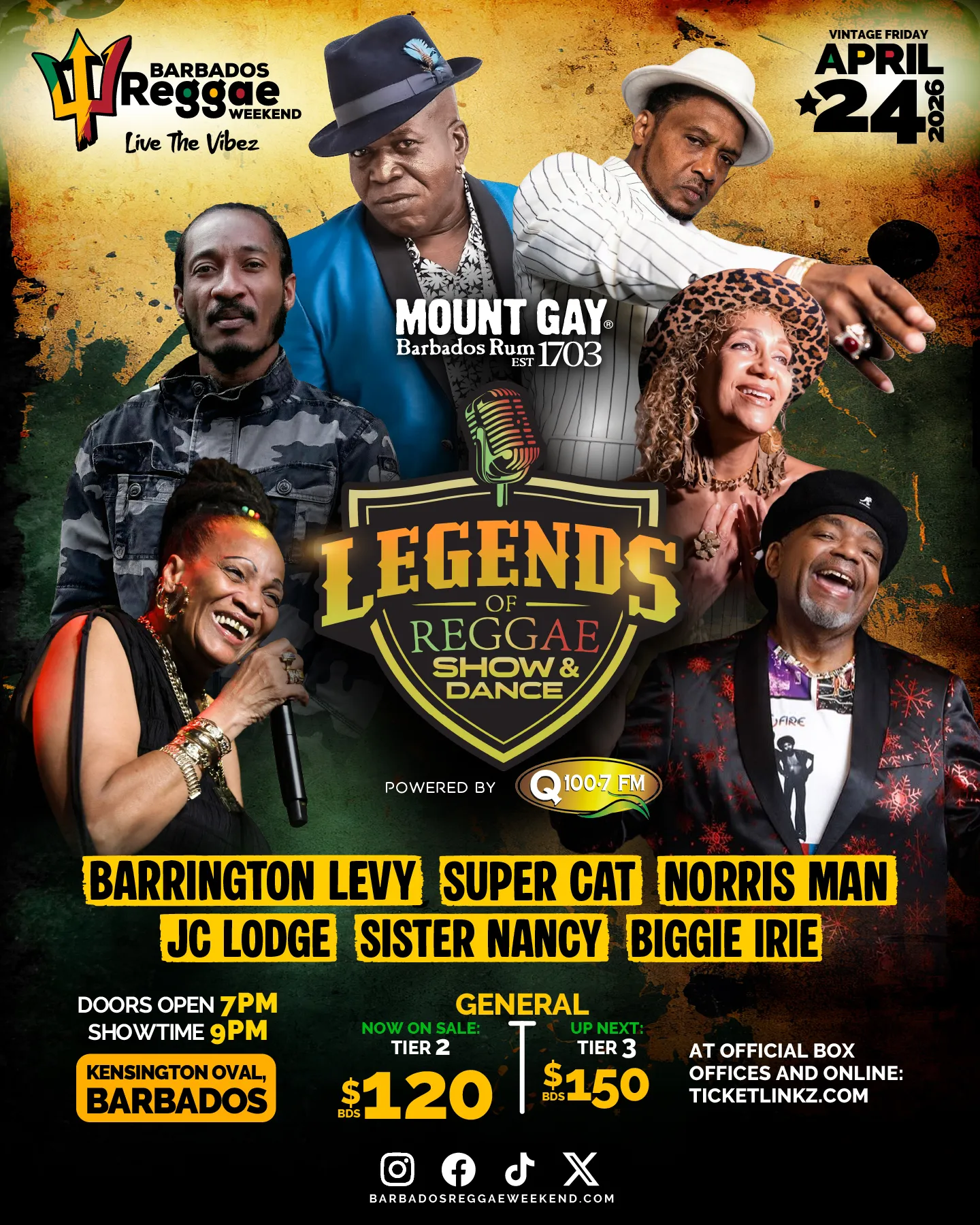 Barbados Reggae Weekend: Mount Gay Legends of Reggae Show & Dance powered by Q100.7 FM