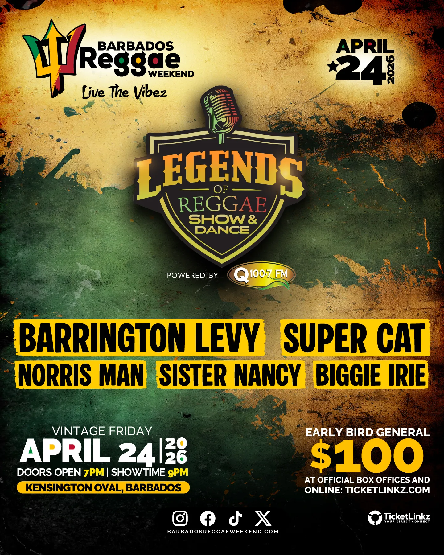Barbados Reggae Weekend: Legends of Reggae Show & Dance powered by Q100.7 FM