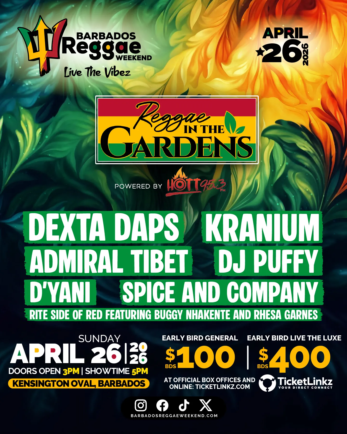 Barbados Reggae Weekend presents Reggae in the Gardens powered by HOTT 95.3 FM