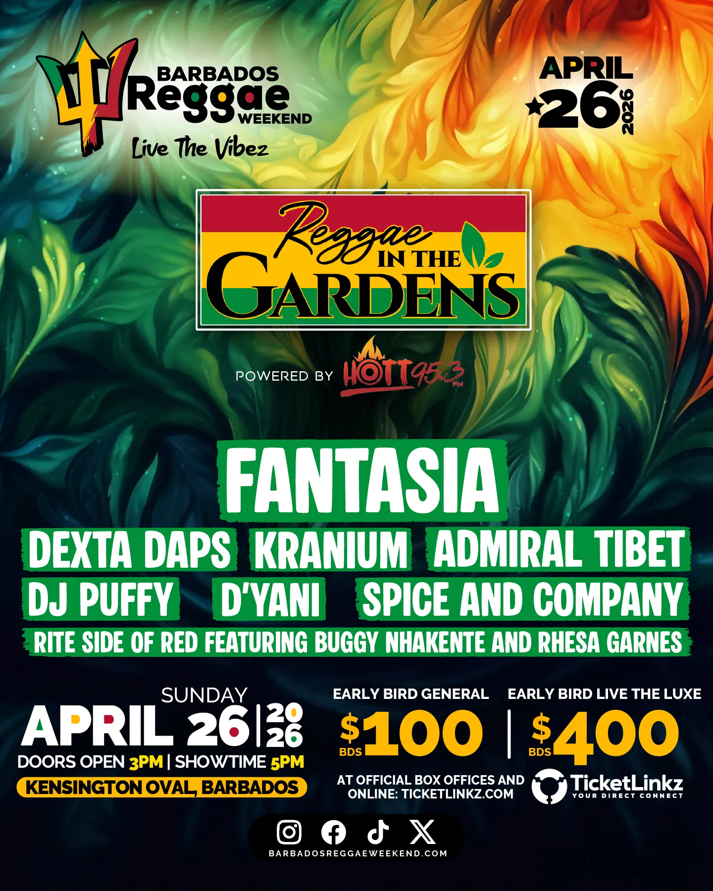 Barbados Reggae Weekend presents Reggae in the Gardens powered by HOTT 95.3 FM