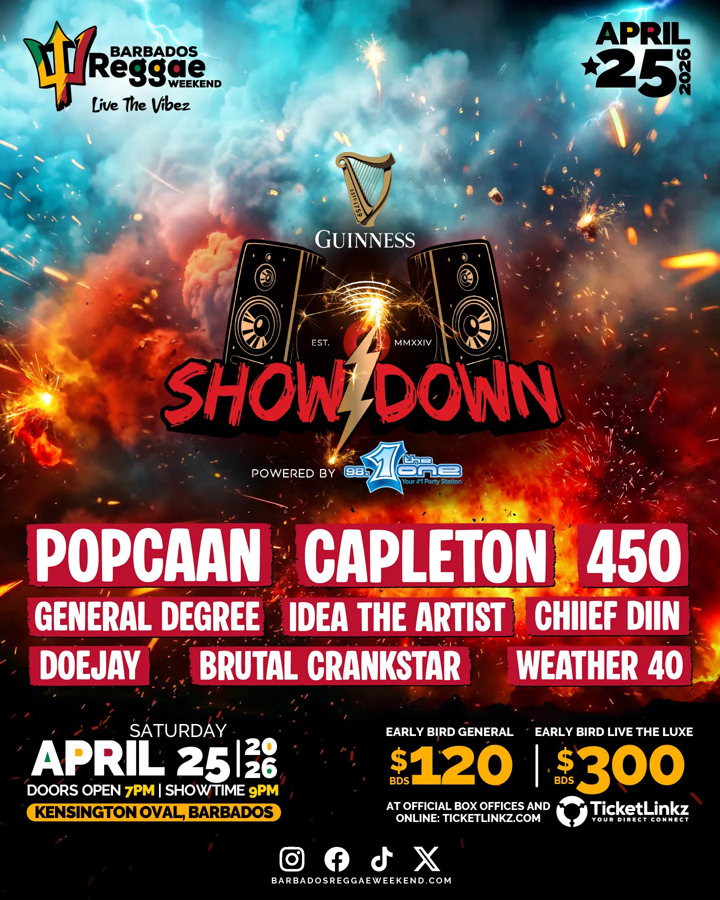 Barbados Reggae Weekend presents The Guinness Showdown powered by 98.1 The One
