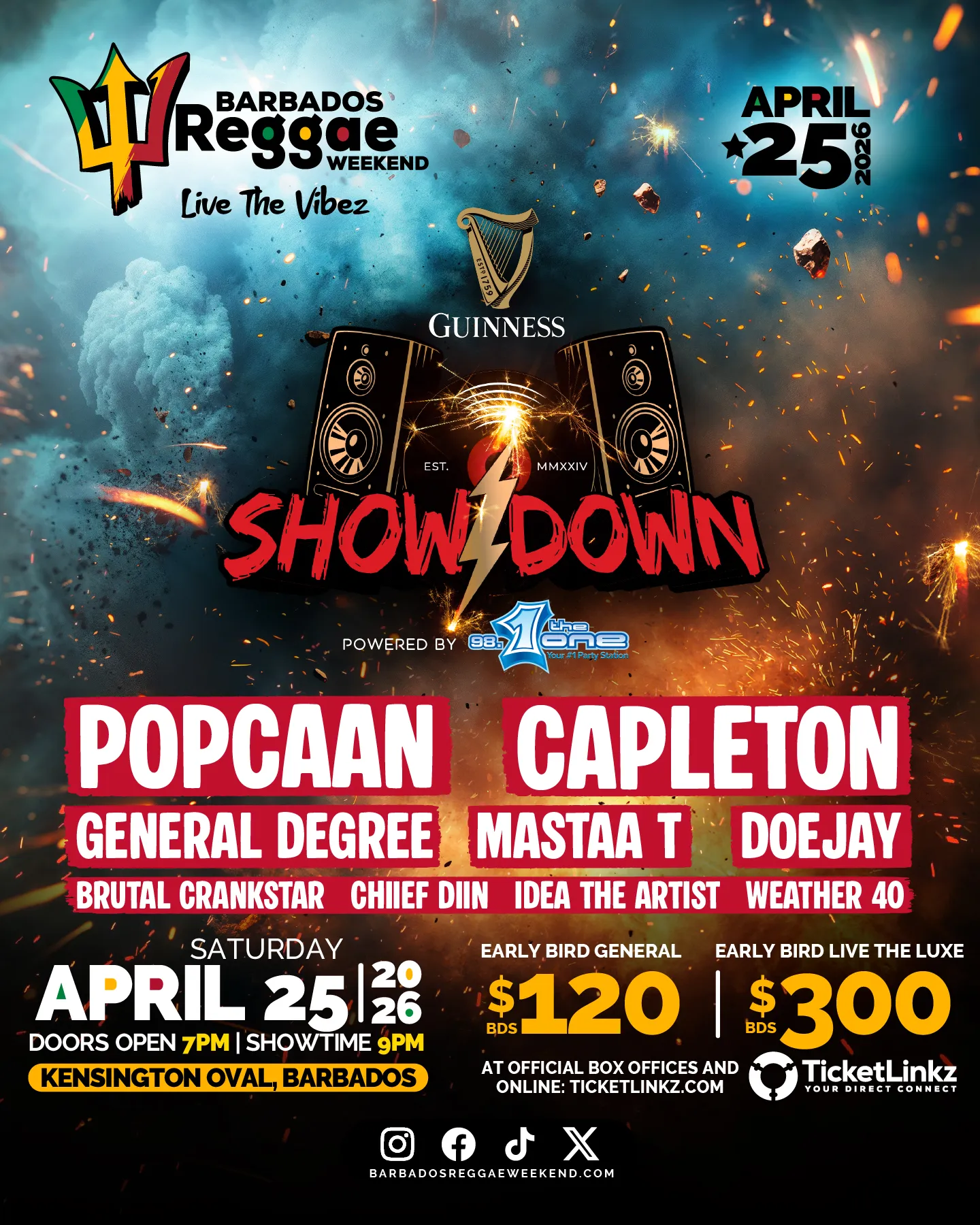 Barbados Reggae Weekend presents The Guinness Showdown powered by 98.1 The One