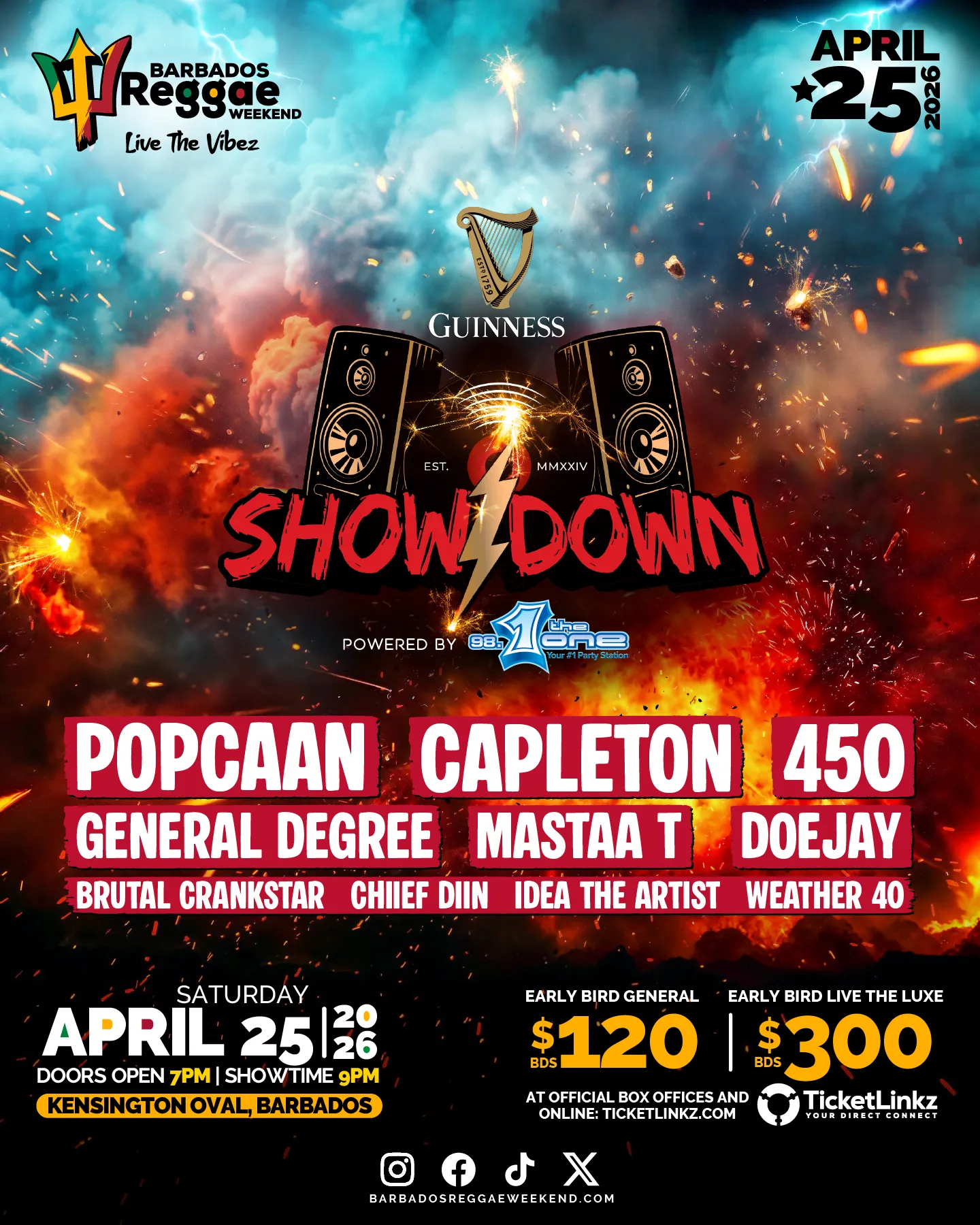 Barbados Reggae Weekend presents The Guinness Showdown powered by 98.1 The One