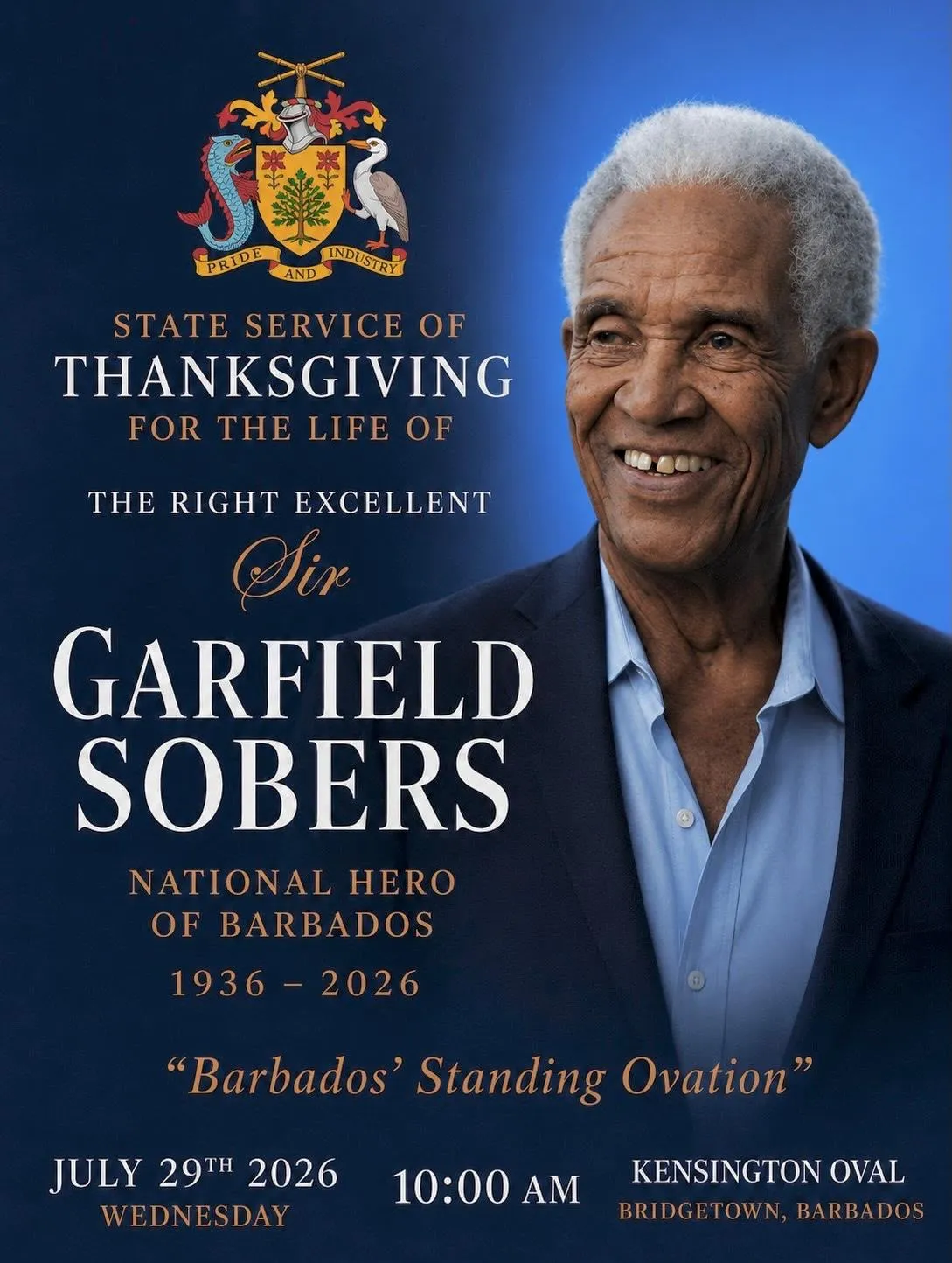  The State Service of Thanksgiving of The Right Excellent Sir Garfield St. Auburn Sobers, OCC - National Hero of Barbados